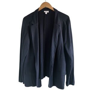 J. Jill Open Front Blazer Linen Blend Minimalist Coastal Layering XL Navy